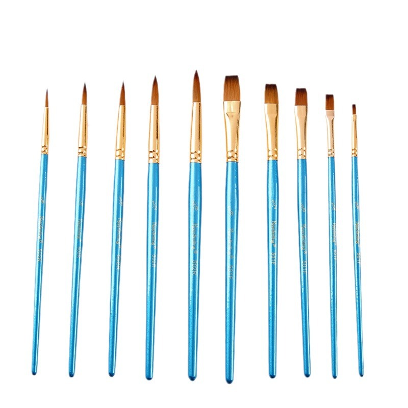 Picture of 5 Pearlescent Blue Nylon Brush Student Painting Pen Set Watercolor Acrylic Art Supplies Wholesale Foreign Trade