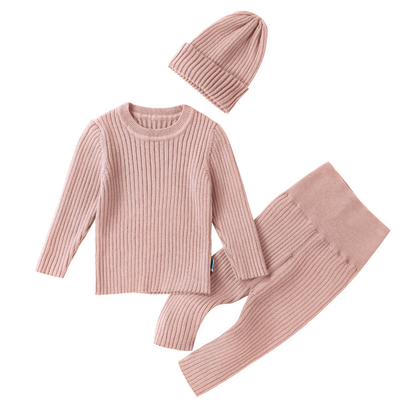Picture of Baby's Knitted Sweater Three-Piece Set Baby's Sweater Warm Suit Base Bottoming Baby's Bottoming Sweater Pants Autumn and Winter