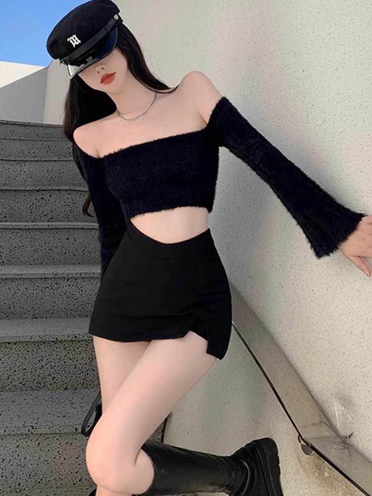 High Waist Black Hip Skirt Women's Spring Skirt 2024 New Sexy Spice Girl Slimming Ultra Pure Style Skirt