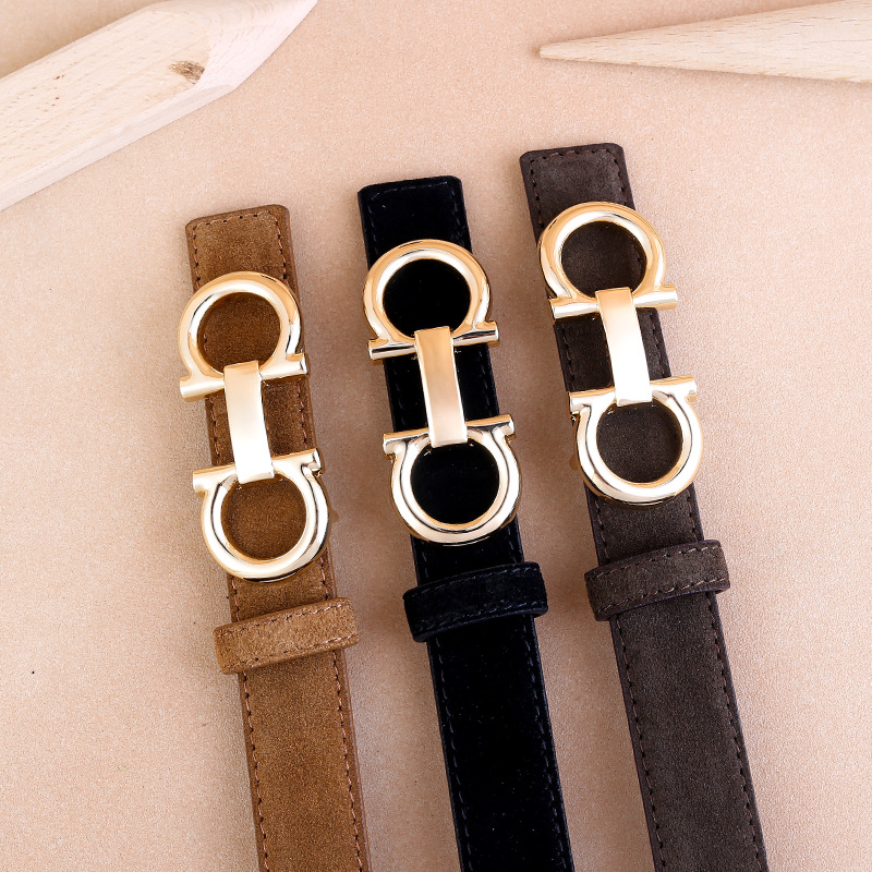 2025 New Genuine Leather Cow Suede Belt for Women Versatile Snap Buckle Decorative Jeans Belt for Women Ready for Sale