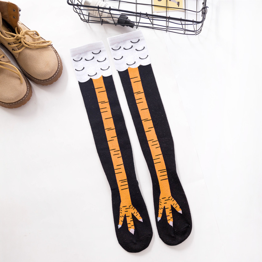 Heart cotton stockings cartoon socks fashion chicken feet spot but knee long tube knee socks chicken feet socks