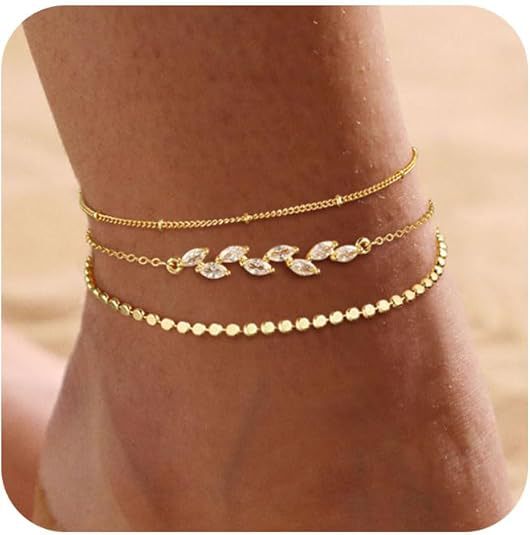 Amazon's New Bohemian Beach Anklet, Fashionable and Simple Ins Style Women's Leaf Jewelry Anklet