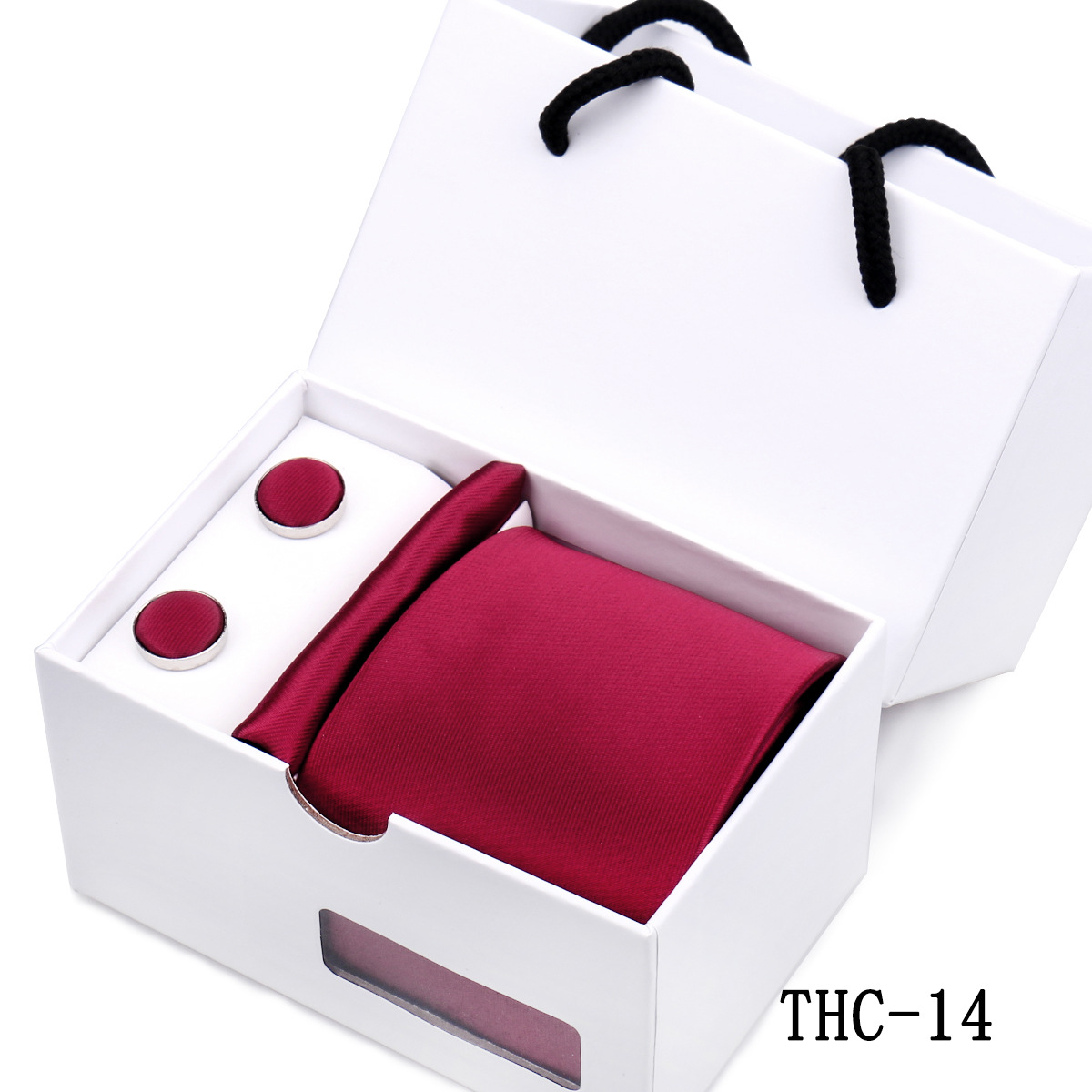 Picture of Men's Tie High Sense Gift Box 3 Pieces suit Business Dress Wedding Plaid Red Black Long Tie Shengzhou
