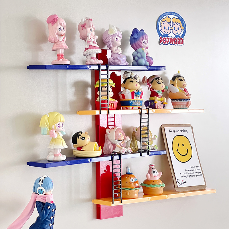 DIY Blind Box Display Stand Without Punching Wall Hanging Wall Bubble Mart Ornament Storage Box Ladder Figure Display Box