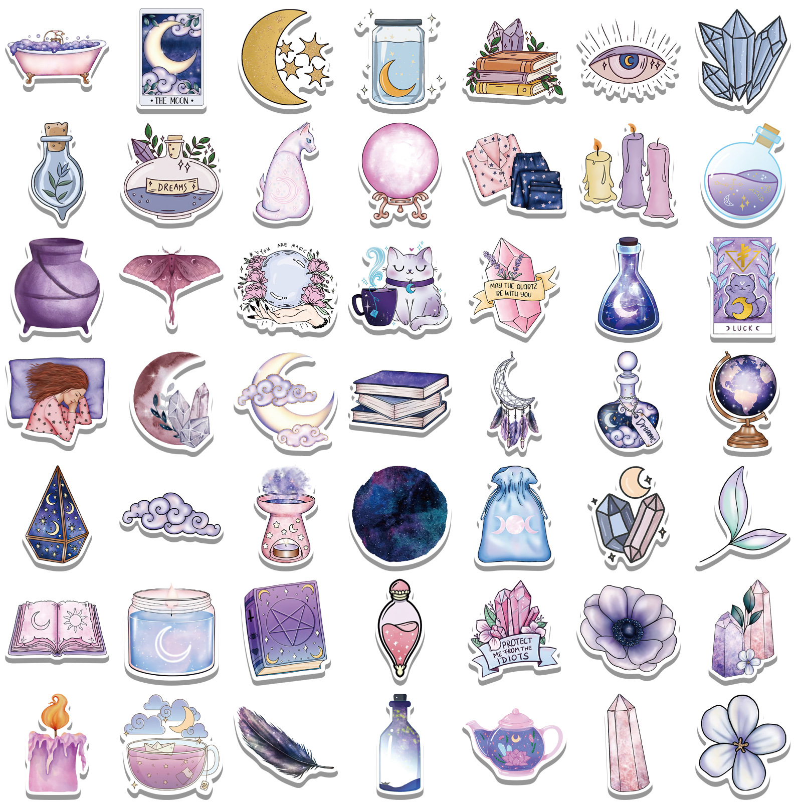 Picture of 100 pieces of purple magic moon graffiti stickers decorative luggage DIY waterproof stickers Amazon popular models can be approved