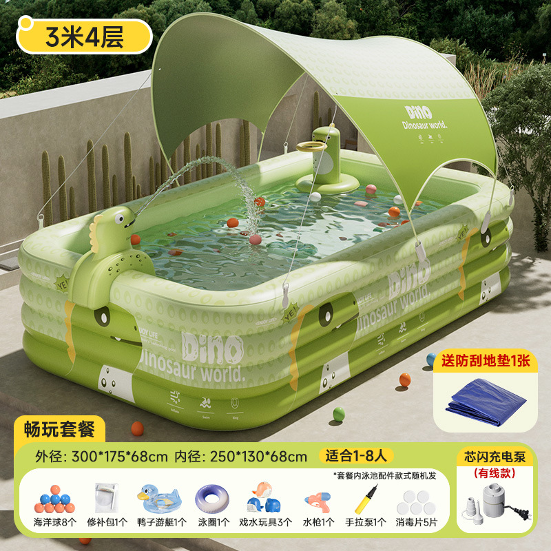 Picture of New Children's Home Outdoor Inflatable Swimming Pool Large Sun Protection Pool Thickened Environmentally Friendly Baby Swimming Pool