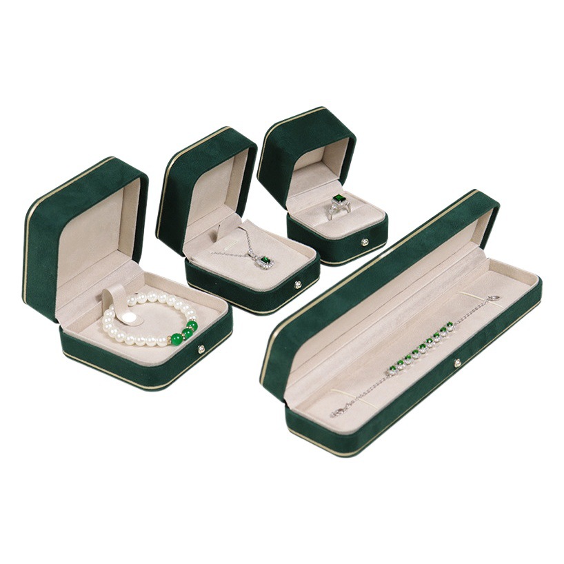 Fashion gold buckle jewelry box flannel ring box pendant necklace bracelet box wholesale rounded jewelry jewelry box
