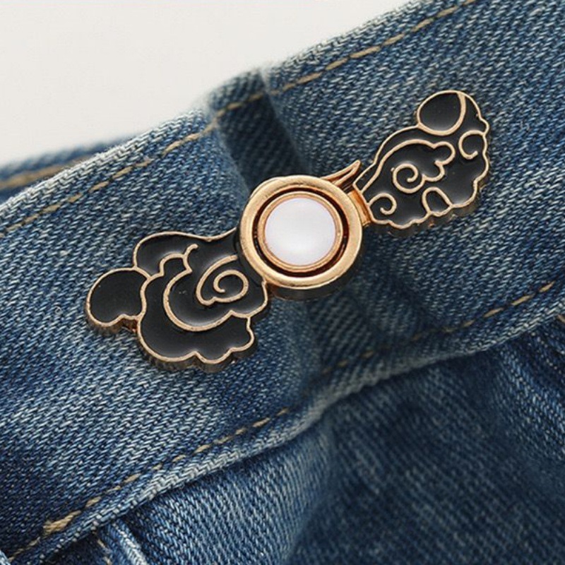 Picture of Chinese Knot Waist Buckle Pair Buckle Flat Bottom Removable Nail-free Seam-free Button Girl's Trouser Skirt Waist Size Change Artifact