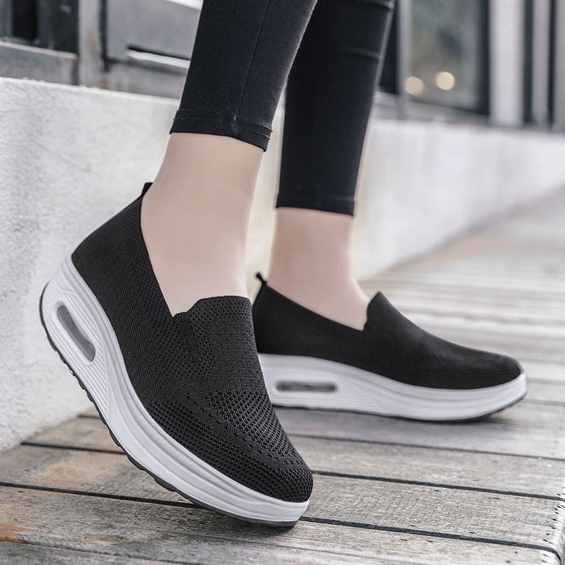 Picture of Foreign Trade 2025 Large Size Women's Shoes Pure Color Breathable Fly Woven Shoes One-Leg Women's Sports Shoes Socks Casual Shoes
