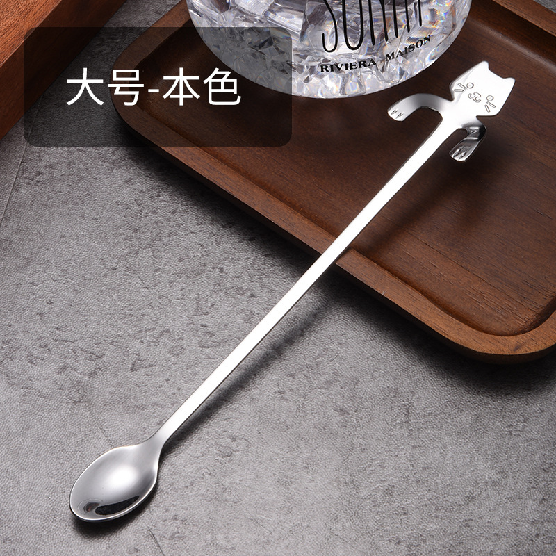 Picture of 304 stainless steel cat spoon creative cartoon hanging side spoon cute coffee spoon gold plated mixing spoon plus logo