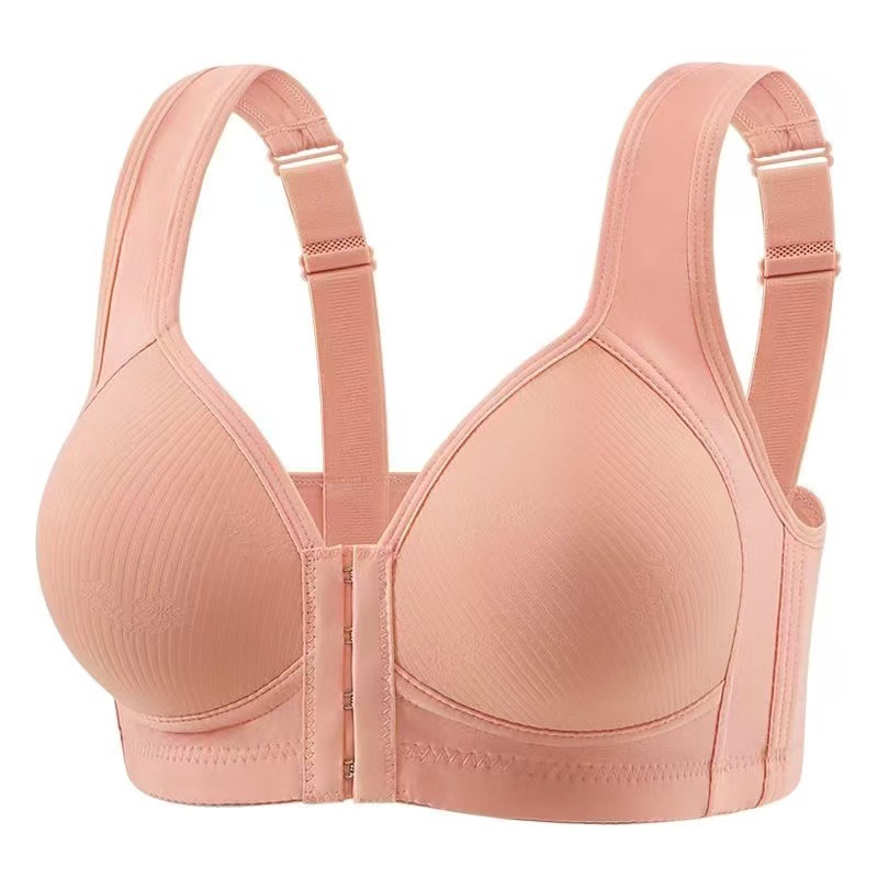 Cross-Border Export Thin Adjustable Front Button Bra Push-Up Support Without Rims Middle-Aged and Elderly Mother's Underwear Bra