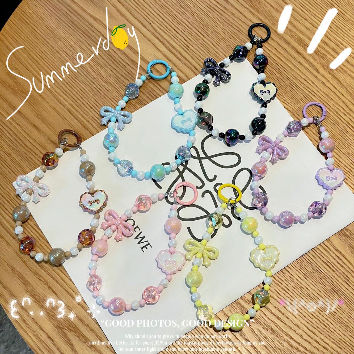 New Oil Dripping Love Bow Mobile Phone Chain Handmade Beaded Keychain Mobile Phone Case Pendant Bag Pendant Accessories