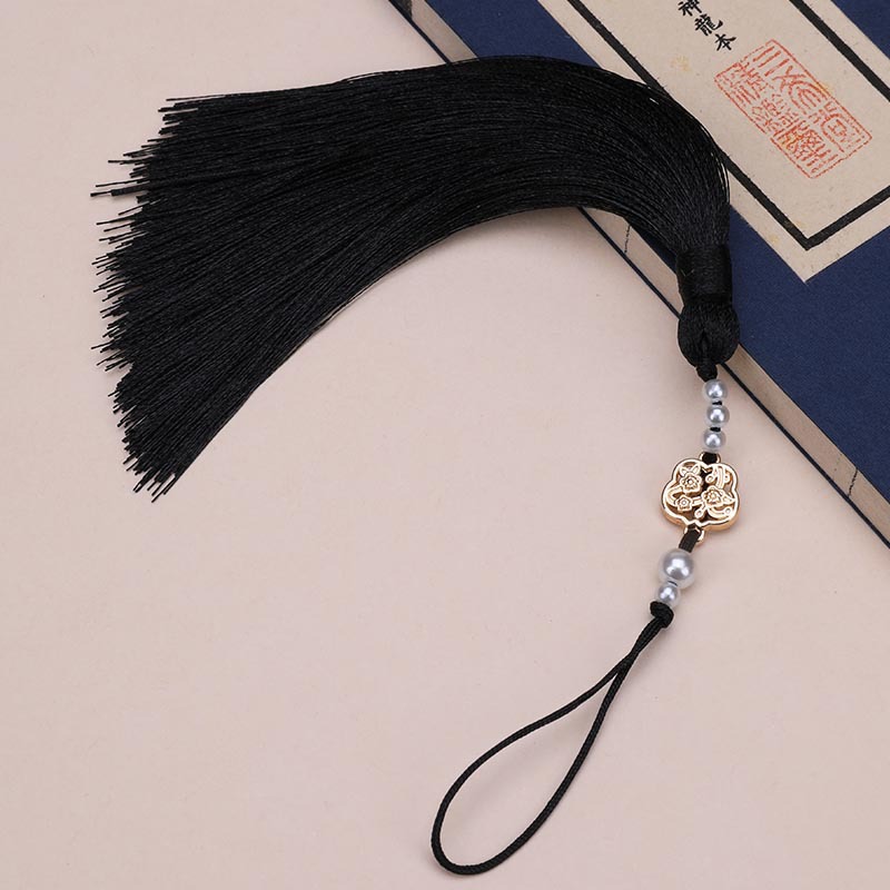 Picture of Pearl Fan Ancient Style Tassel Waist Pendant Fan DIY Tassel Chinese Han Dynasty Cheongsam Car Hanging Tassel Pendant