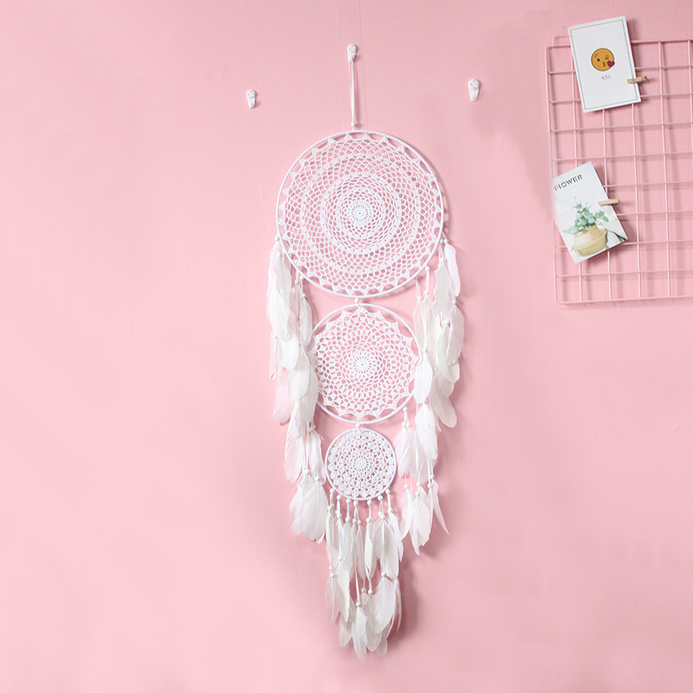 Picture of Ins New Three-Ring Concentric Round Crochet Flower Dream Catcher Large Wedding Scene Decoration Dream Catcher Decorative Hanging