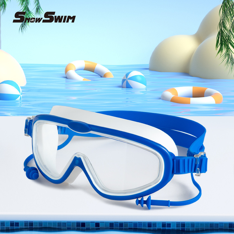 Picture of Children bag swimming goggles girls boys swimming equipment glasses waterproof anti-fog big frame professional diving swimming goggles factory