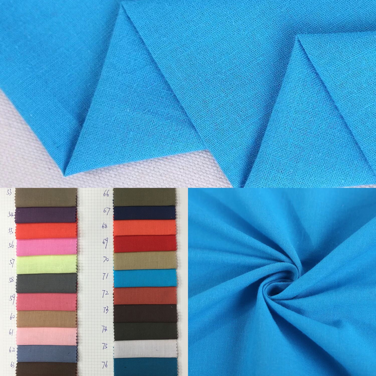 Spot supply 32*32 68*68 cotton plain cloth lining pocket cloth shirt fabric edging decorative cloth