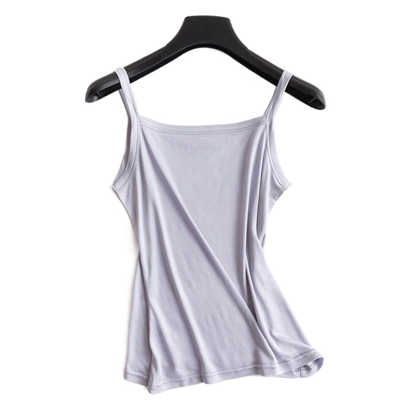 Tangge New All-match White Mulberry Silk Camisole Top with Base Silk Camisole Vest Women's Summer Outer Wear