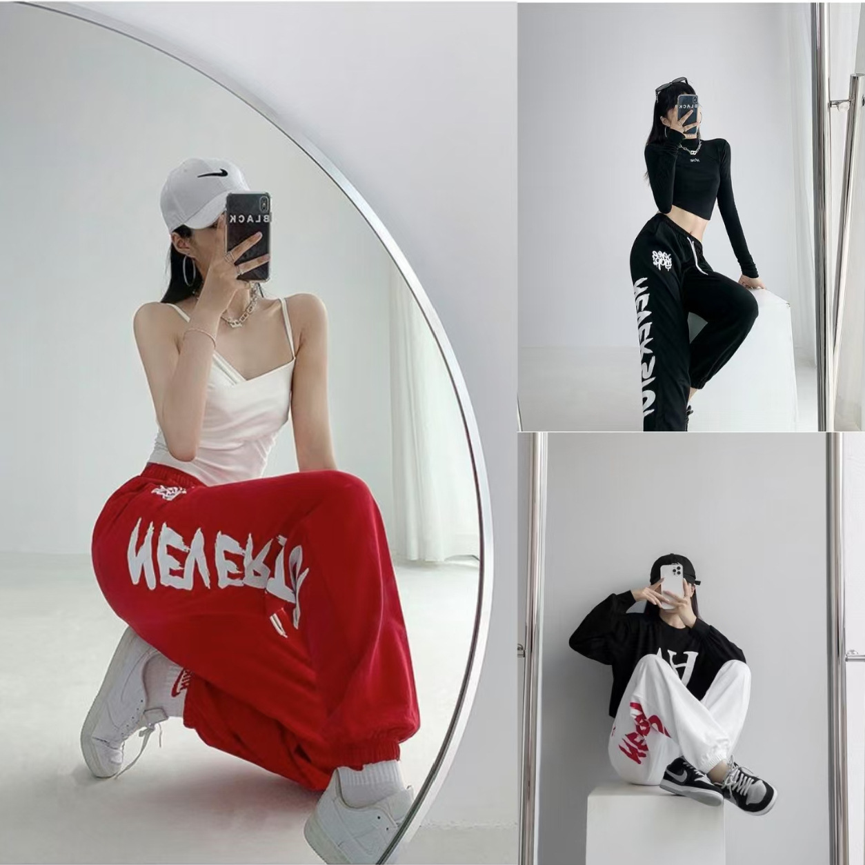 Cross-Border Amazon Aliexpress High-Waisted Loose-Fitting European and American Sexy Style Jazz Dancing Hiphop Sweatpants for Women