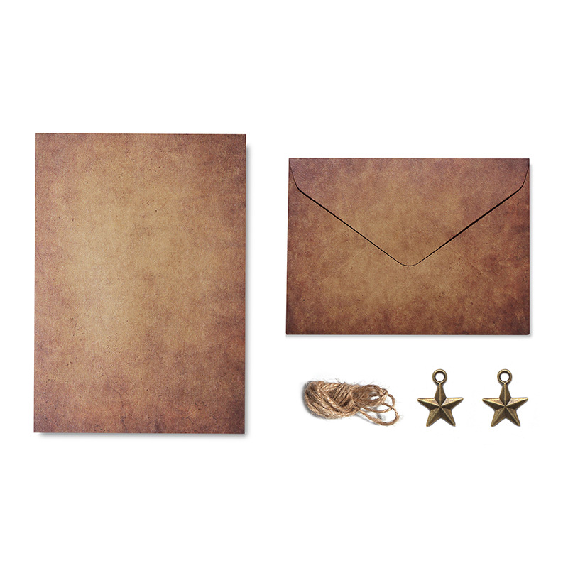 Picture of A5 Handwritten Love Letter Printable LOGO Advanced Sense Metal Kraft Paper Retro Envelope Letterhead suit Confession Letterhead