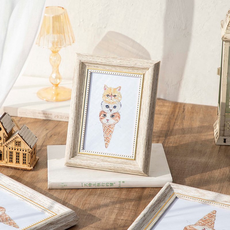 Picture of American photo frame table 6 inch 7 inch 8 inch 10 12 inch A4 retro photo frame wall hanging children's photo rack photo frame wholesale