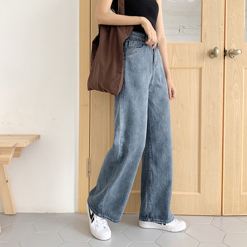 Spring and Autumn Slim-fit Wide-leg Jeans Women's New Style Small Design Sense Niche All-match Tall Straight Long Pants
