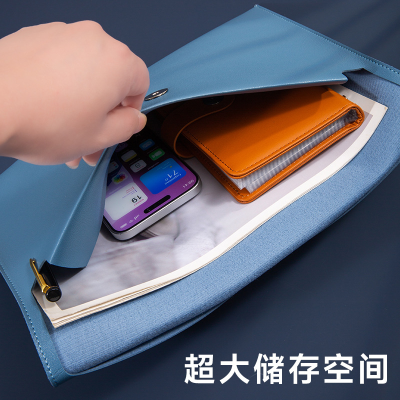 A4 leather file bag thickened file bag waterproof data bag business briefcase bill storage bag custom logo
