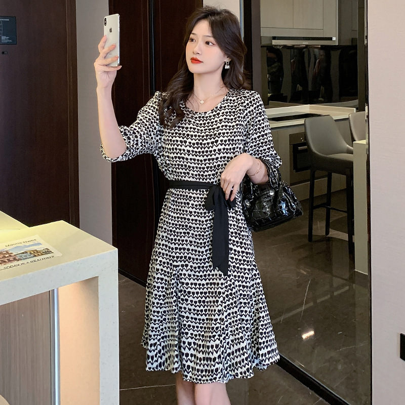Elegant 2023 Floral Chiffon Mid-length Dress Summer High-end Sense French Retro Print Dress for Children Cross-Border