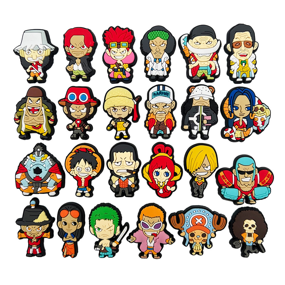 Cute Cartoon Animation One Piece Series Hole Shoes Shoe Flower Shoe Buckle Personality Soft Rubber DIY Shoe Accessories Accessories