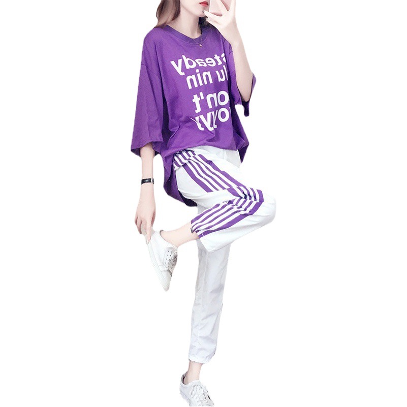 Sports Suit Women's 2023 Summer New Internet Celebrity Goddess Fashion Spring and Autumn Wide Leg Pants Two-piece Casual Trendy