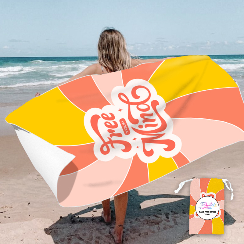 Picture of New Cross-Border Amazon European and American Double-Sided Velvet Quick-Drying Bath Towel Customizable Printed Towel Beach Swimming Beach Towel