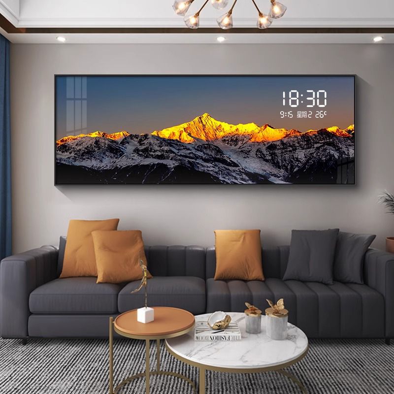 Backrest Jinshan Living Room Sofa Background Wall Decoration Painting High-End Atmospheric Rizhao Jinshan Digital Display Digital Clock Hanging Painting