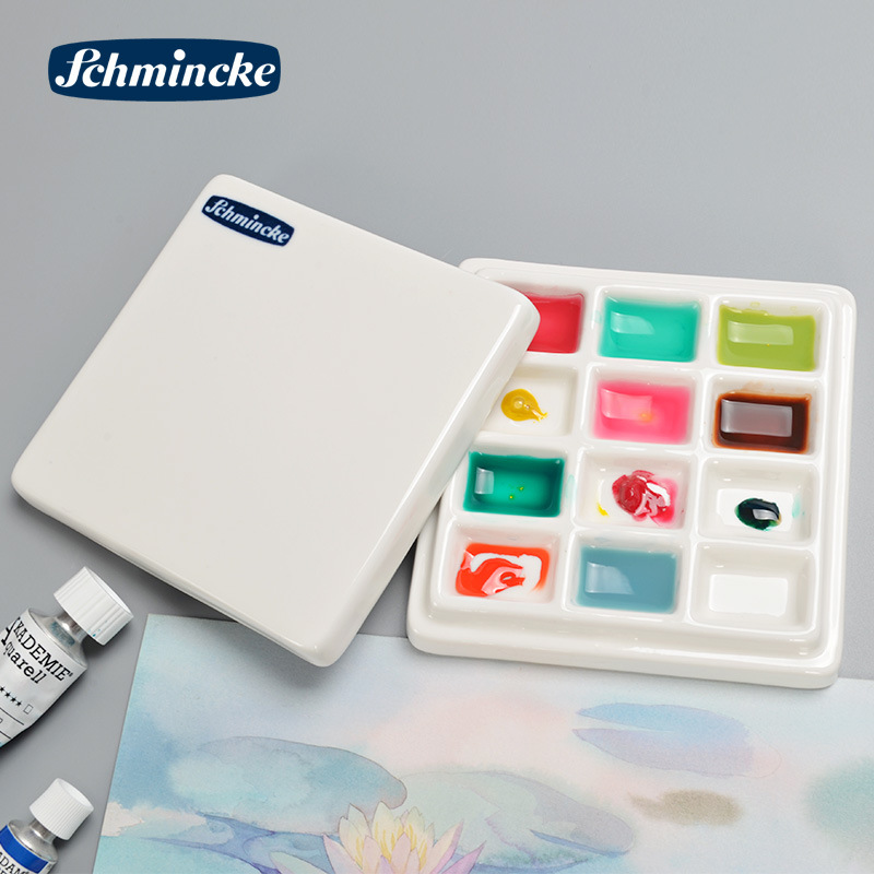 German Smink Ceramic Palette Schmincke12 Lattice Painting Art Pigment Multi-function Palette