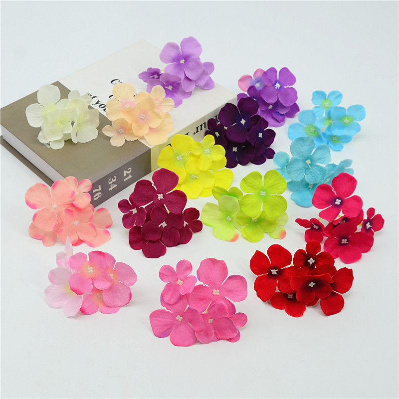 Simulation hydrangea head 5 fork hydrangea flower rose hydrangea Wall Flower shoe flower hat flower diy flower head Wholesale