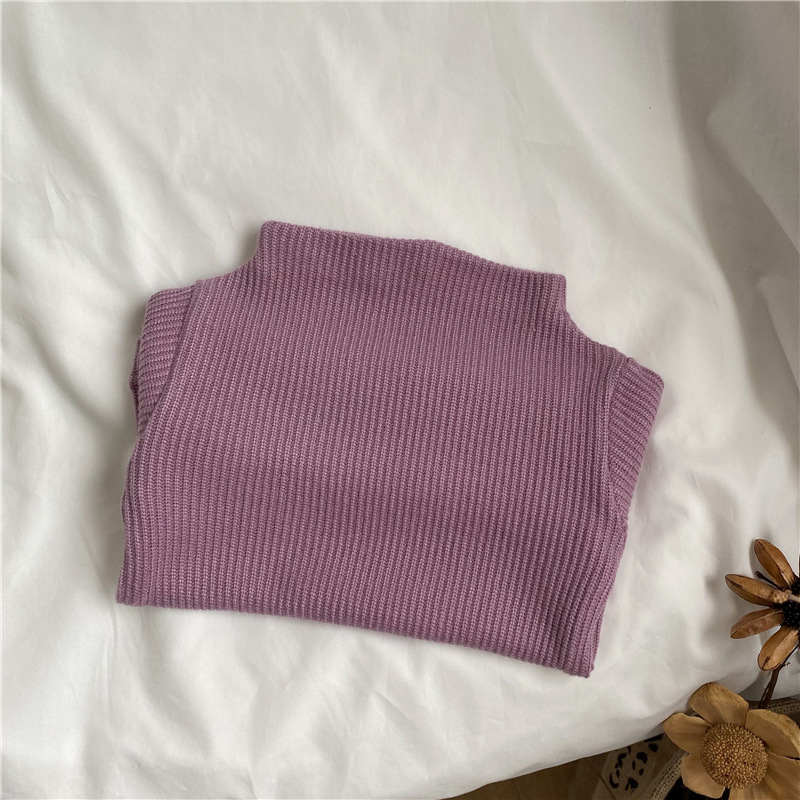 Picture of GL-kids Korean Autumn and Winter Children's Cashmere Thickened Mock-High Collar Base Shirt Men's and Women's All-Match Top Long-Sleeved T-Shirt