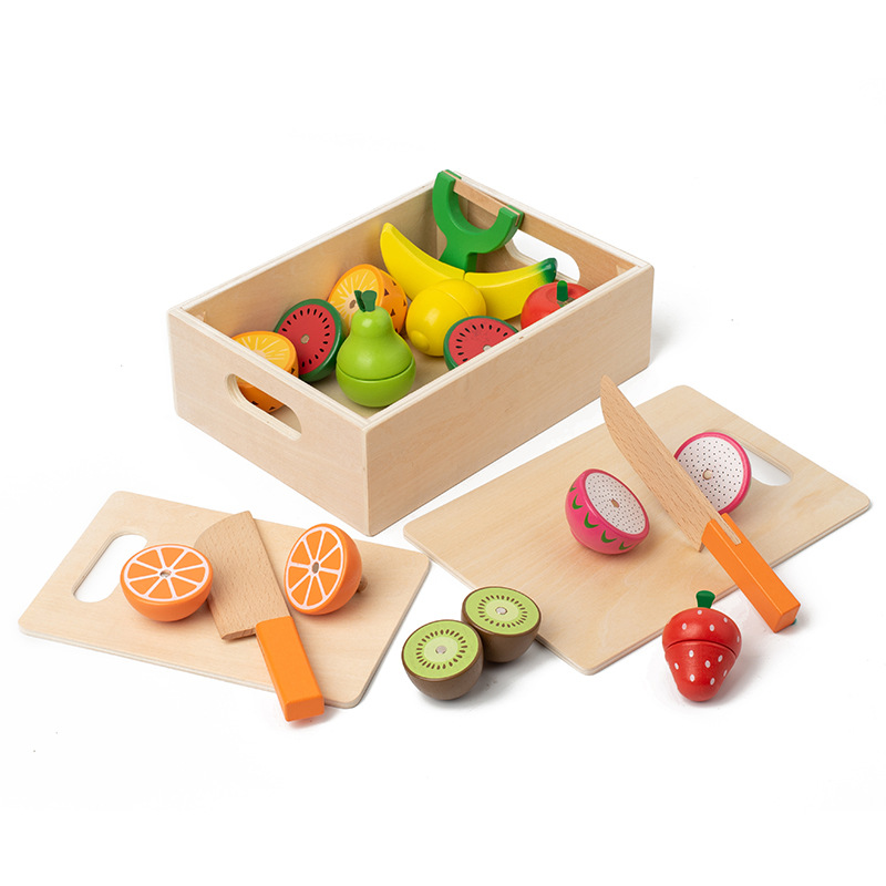Picture of Wooden Simulation Fruit and Vegetable Cut and Watch Music Magnetic Wooden Boxed Children's Early Education Play Home Kitchen Toy Building Blocks