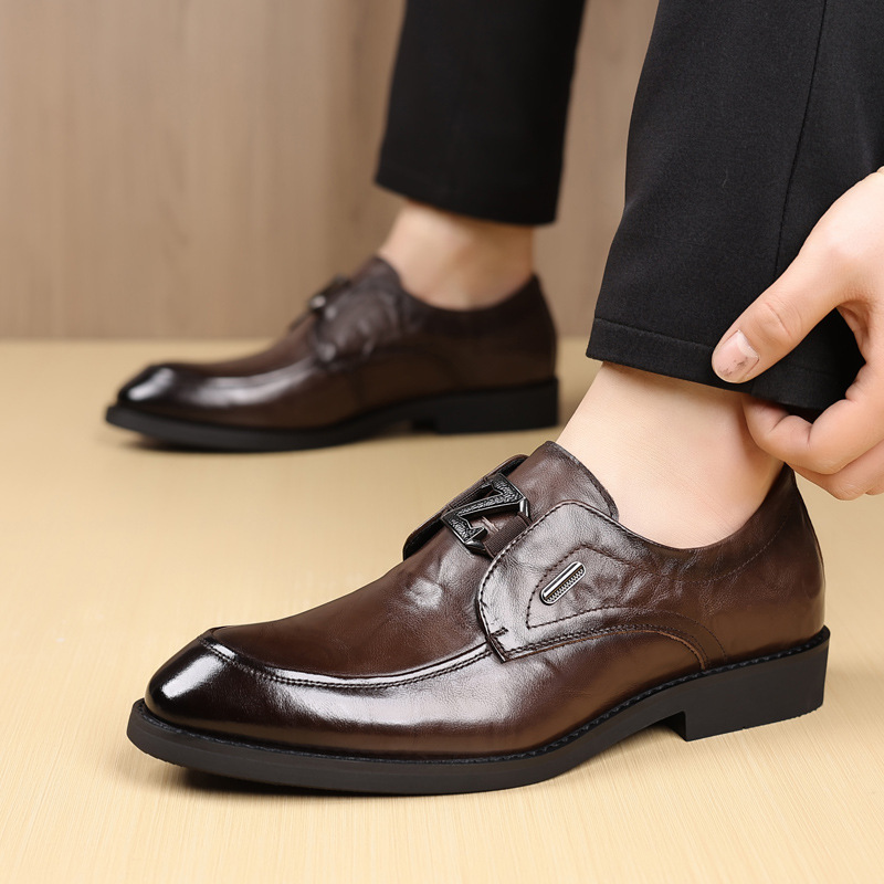 New top-layer cowhide business formal leather shoes genuine leather fashion casual single shoes men's commuter lace-up leather shoes are shipped on behalf of others
