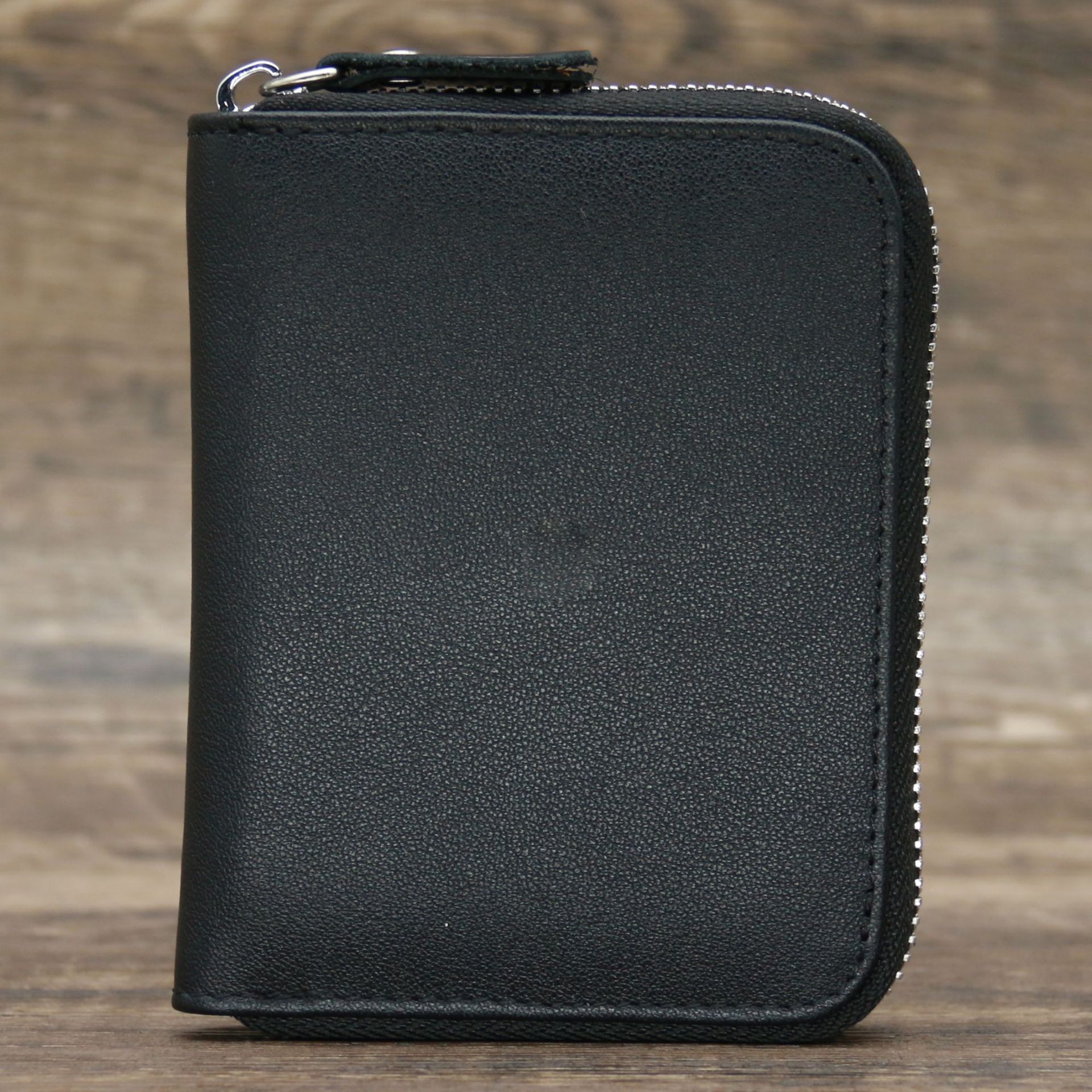 Picture of 9039 Short Wallet Men's Genuine Leather Wallet Crazy Horse Leather 80% off Wallet Card Holder Black Zipper Coin Wallet