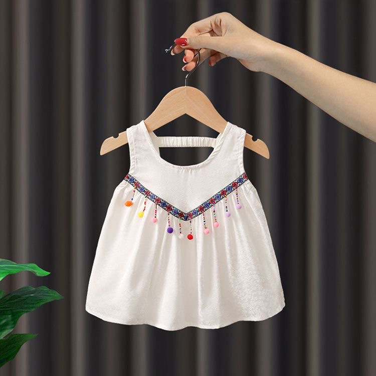 Picture of Girls' suit Dopamine Wear Western-style Summer Girls' Baby Girls' Thin Ethnic Fashionable Children's Internet-famous Cool Summer Dress