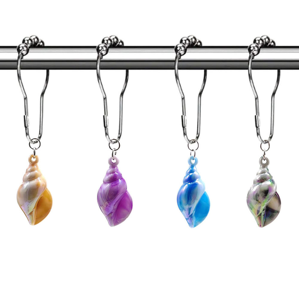 Picture of Cross border hot selling conch shower curtain ring hook marine style decorative shower curtain with ball stainless steel shower curtain hook wholesale