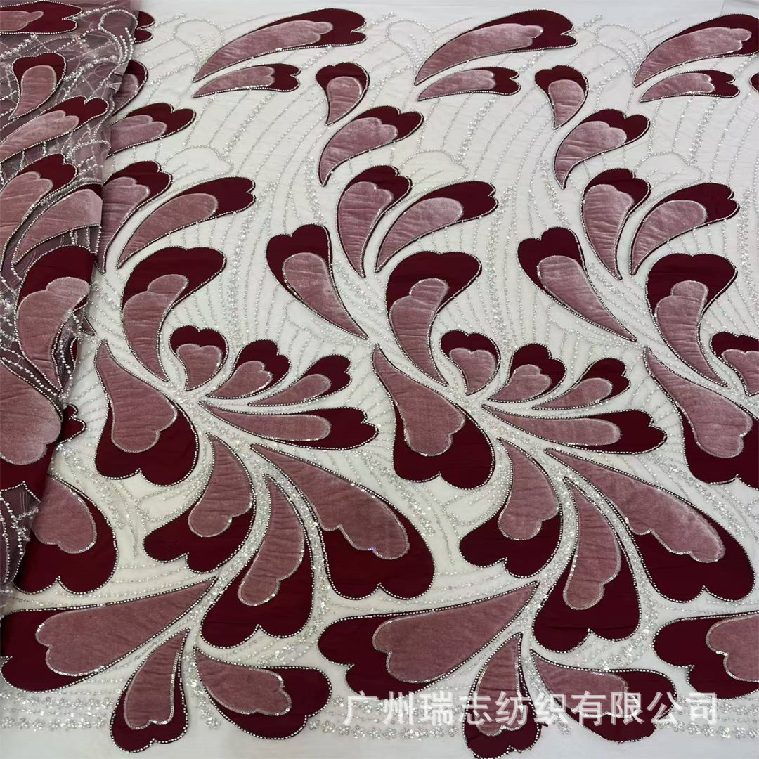 European and American positioning floral sequin embroidery velvet lace African party banquet dress dress fabric lace fabric