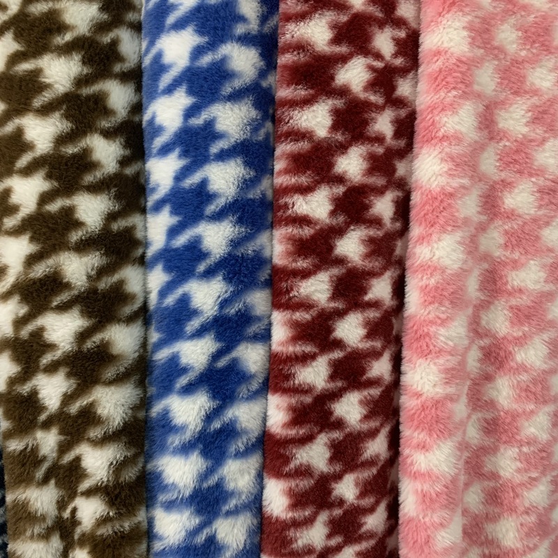 Spot supply rabbit hair printing houndstooth rabbit hair printing 10 hair high clothing shoes handbag toy plush cloth