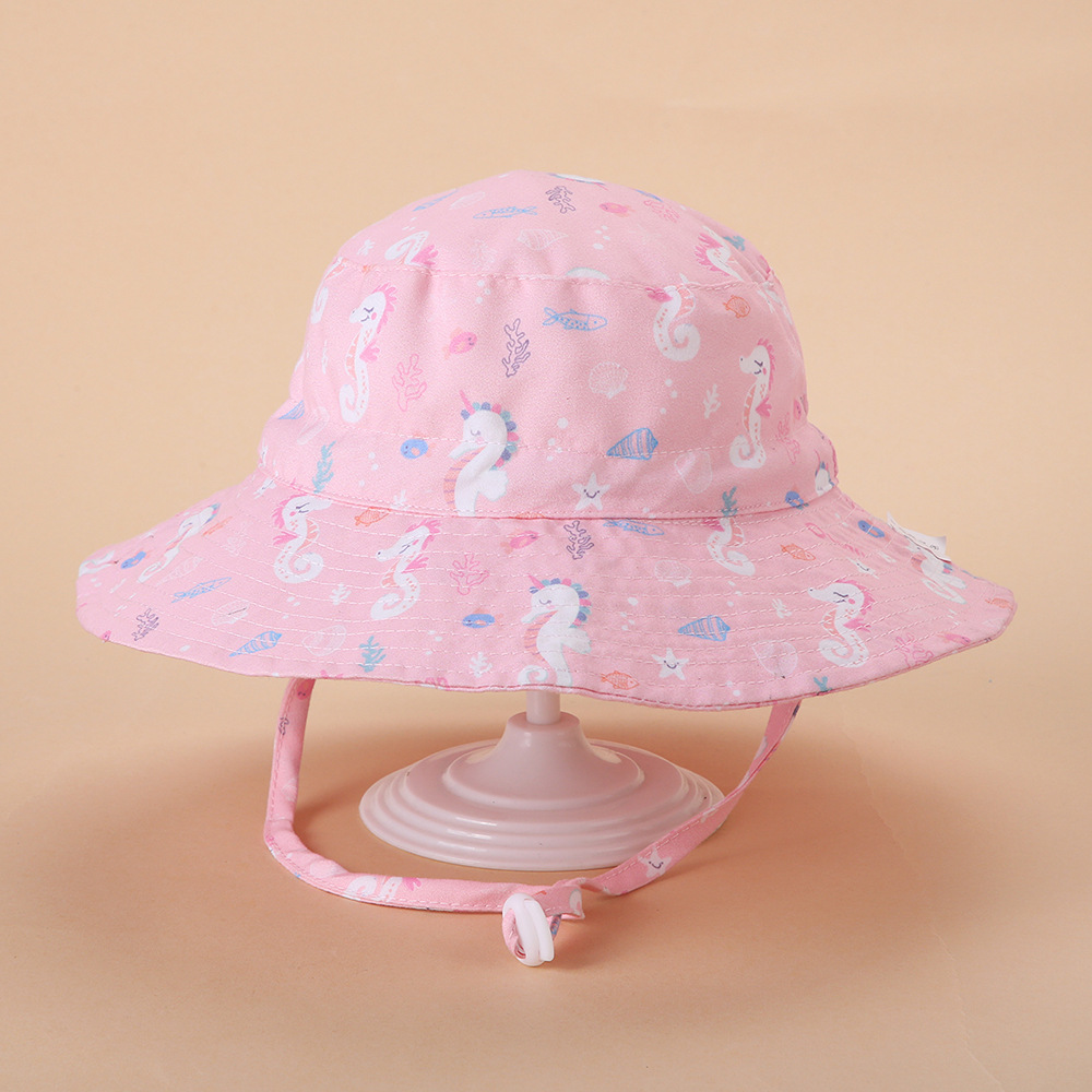 Picture of Spring and summer European and American new sun hat for boys and girls baby breathable quick-drying beach hat for children sunscreen adjustable fisherman hat