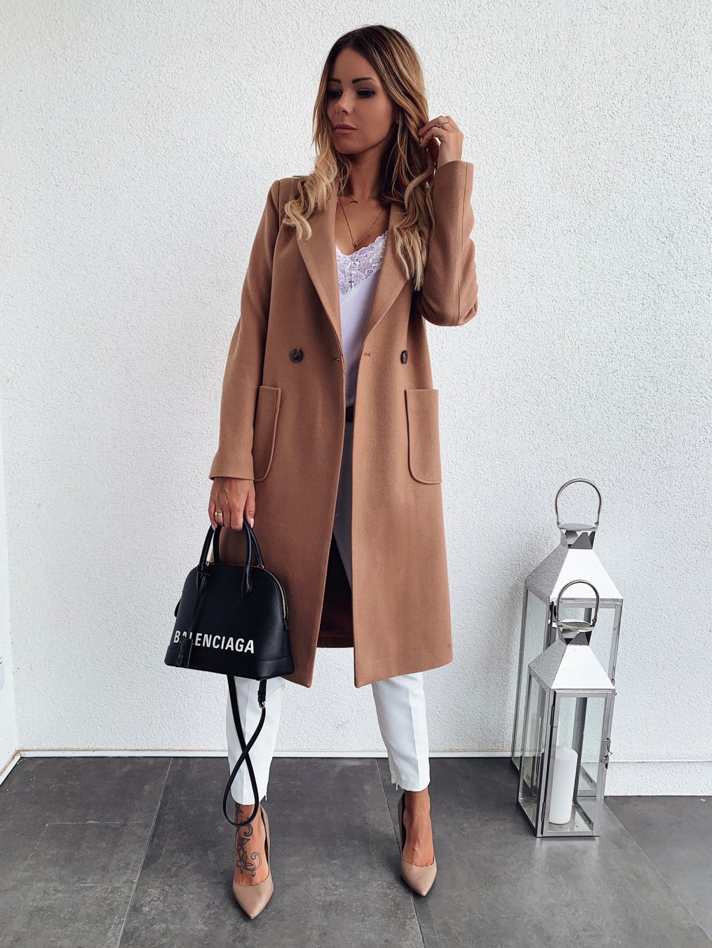 Picture of Ebay Amazon wish explosions autumn and winter solid color long sleeve double pocket suit collar tweed coat women