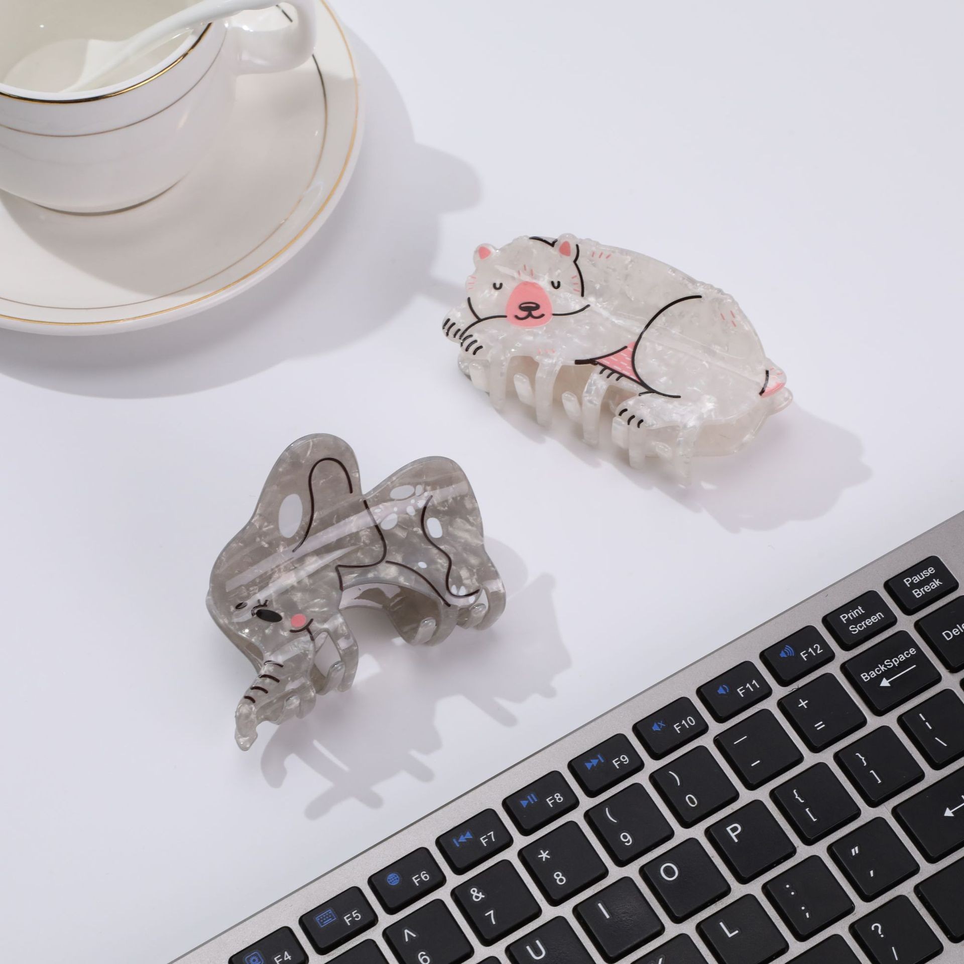 (Clearout) Yhj Hair Accessory Cute Elephant Imitation Acetate Animal Clip Back of Head Hair Shark Clip Hair Clip