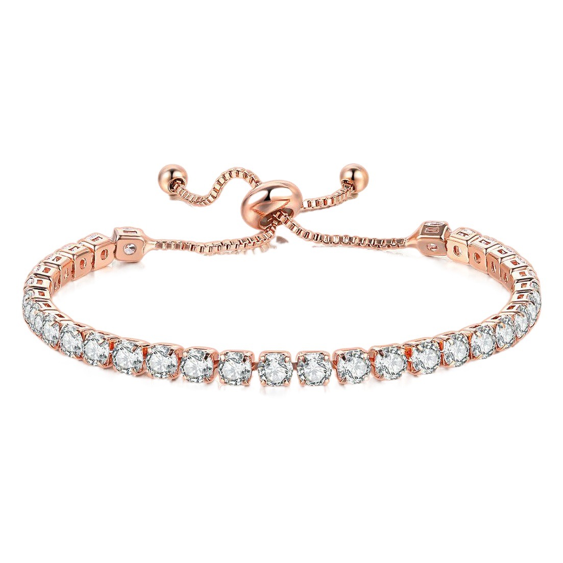 European and American 4mm Round Zircon Single Row Full Diamond Adjustable Crystal Tennis Bracelet for Women Cross-Border Birthstone Hand Jewelry Wholesale
