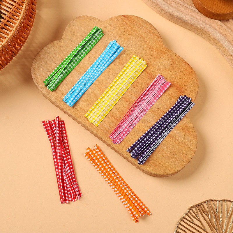 DIY starry lollipop pet plaid tie wire biscuit bread toast candy sealing color tie wire wire tie rope