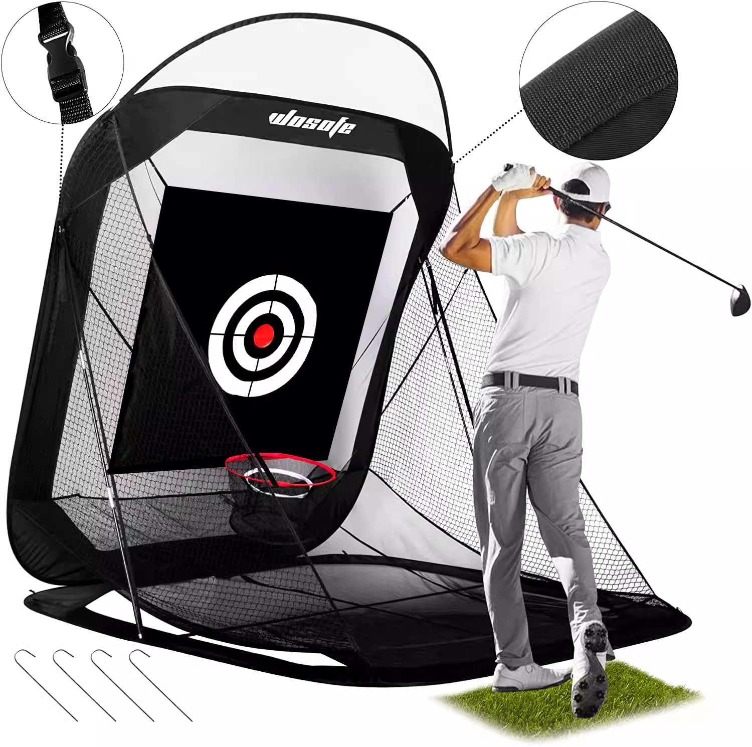 New Golf Indoor and Outdoor Swing and Cutting Exercise Net golf Automatic Ball Return Foldable Easy Storage Portable Case