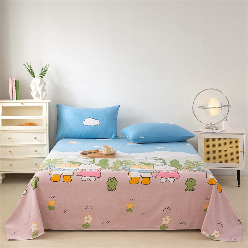 Picture of Cotton Thickened Old Coarse Cloth Bed Sheet Single Piece 100 Cotton Mat Linen Cotton Linen Single Dormitory Three-Piece Set