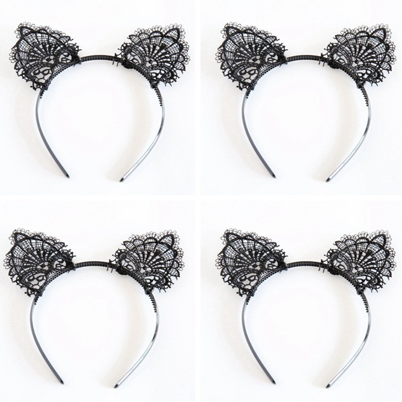 Picture of Water-soluble lace birthday party Halloween headdress headband hollow headband small ears 5022