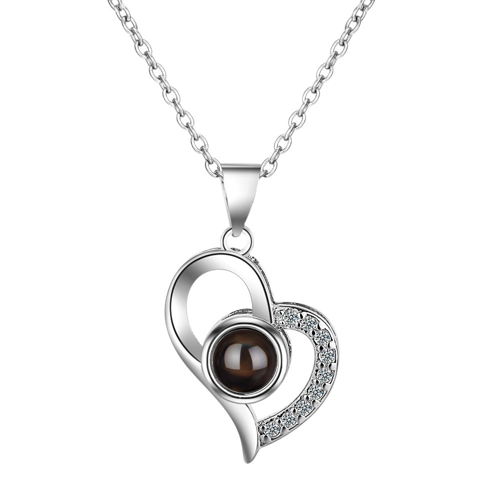 Amazon 100 languages I love you projection necklace female light luxury niche gift jewelry box Apple Box Set